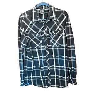 Sullen Art Collective men’s flannel shirt black white plaid sz M Grunge